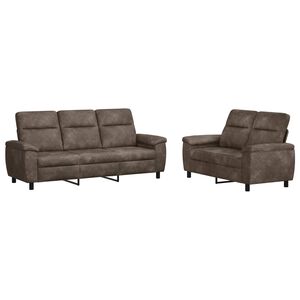 vidaXL Bankstel 2 pcs Donkergrijs Nep Suede Leer