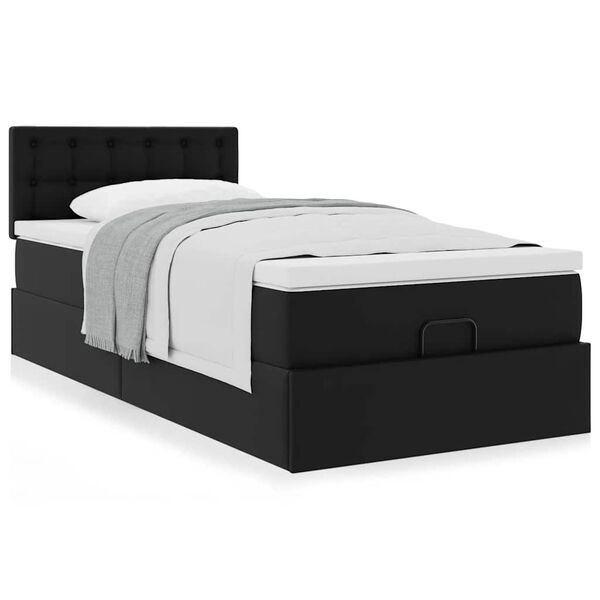 vidaXL Ottomaanse bed met matras 90x200cm kunstleer zwart