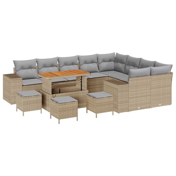 vidaXL Tuin Sofa Set met kussen 13 pcs Beige poly rattan