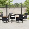 vidaXL Tuin eettafelset met kussen 5 pcs Zwart poly rattan