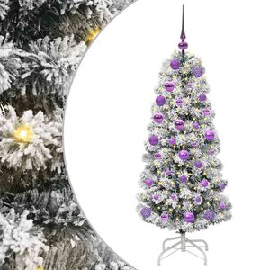 vidaXL Kunstmatige Inklapbare Kerstboom 150 LED's Groen en Wit 120 cm