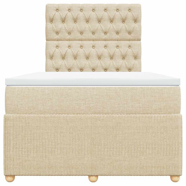 vidaXL Boxspring met matras stof cr&egrave;mekleurig 120x190 cm