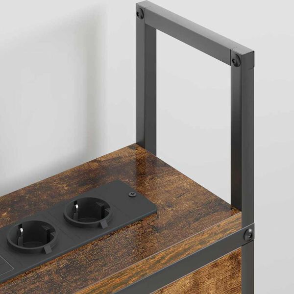 vidaXL Opberghoofdbord met Oplaadstation Gerookt eiken Bewerkt hout