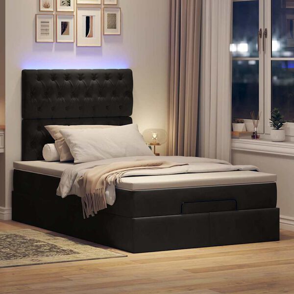 vidaXL Ottoman bed met matrassen en LED's 120x190cm fluweel zwart