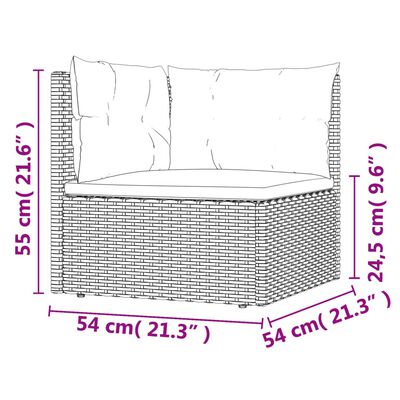 vidaXL 4-delige Loungeset met kussens poly rattan zwart