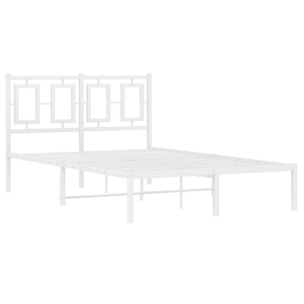 vidaXL Bedframe met hoofdbord metaal wit 120x200 cm