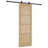 vidaXL Schuifdeur Naturel en Zwart 73,5 x 211 cm Massief grenenhout
