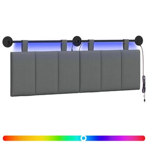 vidaXL Hangend hoofdbord Met LED-verlichting Donkergrijs Stof