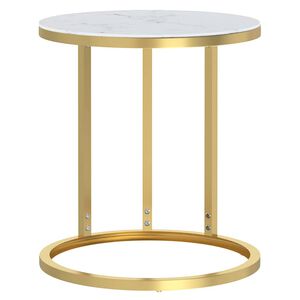 vidaXL Bijzettafel 45 cm gehard glas goudkleurig en witmarmer