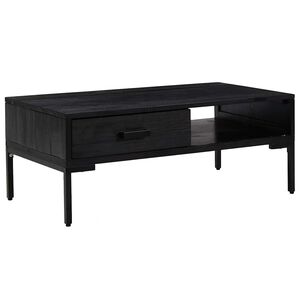 vidaXL Salontafel 90x50x35 cm massief grenenhout zwart