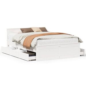 vidaXL Bedframe zonder matras met hoofdbord grenenhout wit 140x190 cm