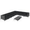 vidaXL 9-delige Loungeset met kussens poly rattan donkergrijs