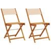 vidaXL Opklapbare stoelen, 2 stuks, beige, massief acaciahout en stof.
