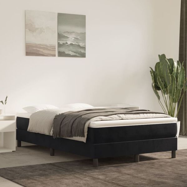 vidaXL Boxspring met matras fluweel zwart 120x190 cm