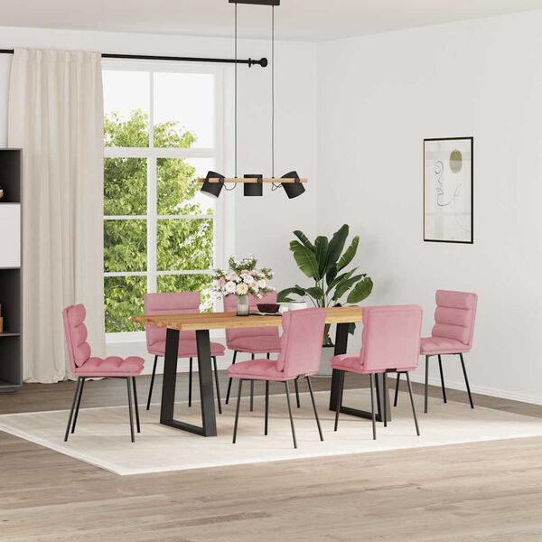 vidaXL Eetkamerstoelen 6 st fluweel roze