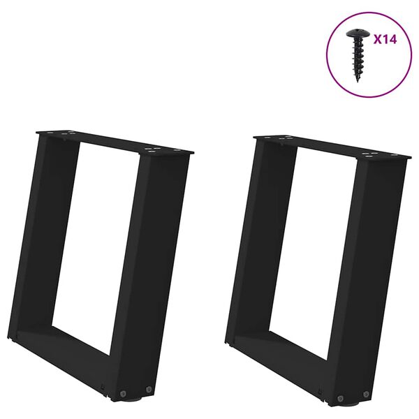 vidaXL Salontafelpoten 2 st U-vormig 50x(42-43) cm staal zwart