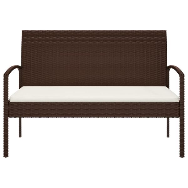 vidaXL Tuinbank met kussen 105 cm poly rattan bruin