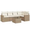 vidaXL 6-delige Loungeset met kussens poly rattan beige