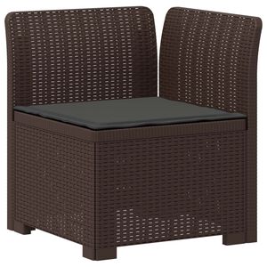 vidaXL E&eacute;npersoons Tuinbank met Kussen Rattan Look PP Bruin