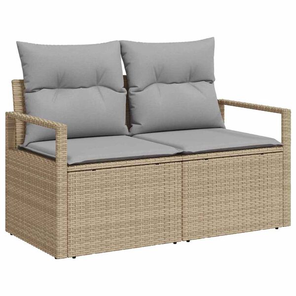 vidaXL Tuinbankenset met kussen 6 pcs Beige poly rattan
