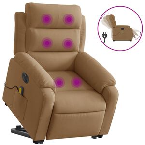 vidaXL Sta-op-massagestoel elektrisch verstelbaar fluweel bruin