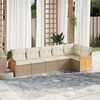 vidaXL 6-delige Loungeset met kussens poly rattan beige