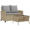 vidaXL Tuinbank 2-zits met kussens & tafel poly rattan beige