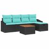 vidaXL Tuinbankenset met kussen met opslag 6 pcs Zwart poly rattan