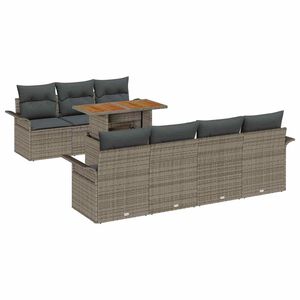 vidaXL Tuin Sofa Set met opslag 8 pcs Grijs Poly riet