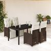vidaXL 5-delige Bistroset met kussens poly rattan bruin