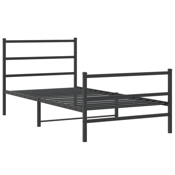 vidaXL Bedframe met hoofd- en voeteneinde metaal zwart 107x203 cm