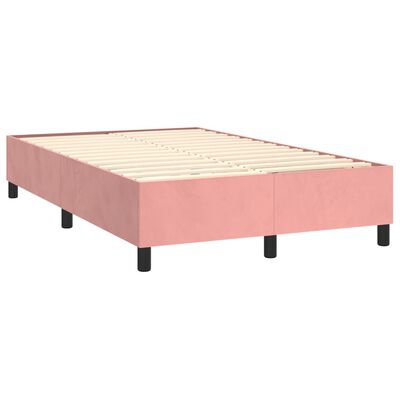 vidaXL Boxspring met matras fluweel roze 120x200 cm