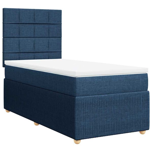 vidaXL Boxspring met matras stof blauw 100x200 cm