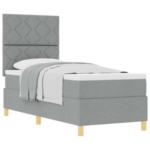 vidaXL Boxspringbed met hoofdeinde Lichtgrijs 80 x 200 cm Stof