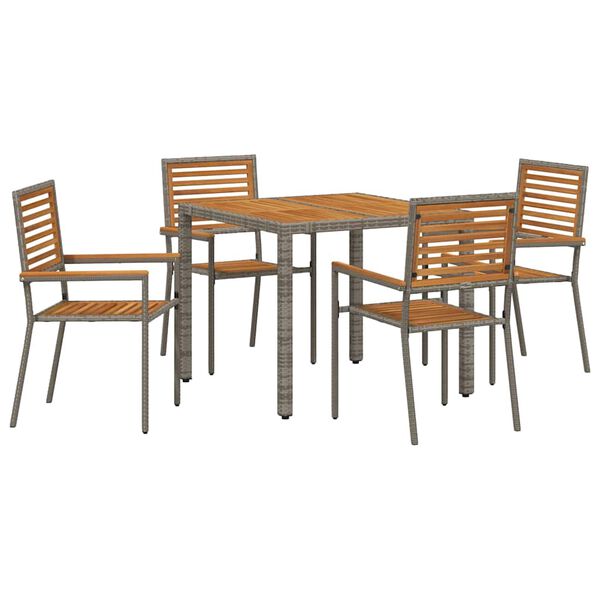 vidaXL Tuin Eetset 5 pcs Grijs poly rattan