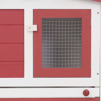 vidaXL Konijnenhok voor buiten groot 204x45x85 cm hout rood en wit