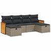 vidaXL 6-delige Loungeset met kussens poly rattan grijs