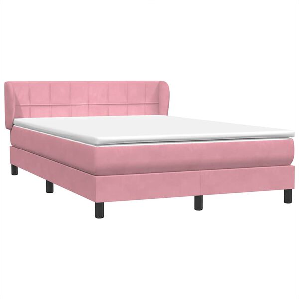vidaXL Boxspring met matras fluweel roze 160x210 cm