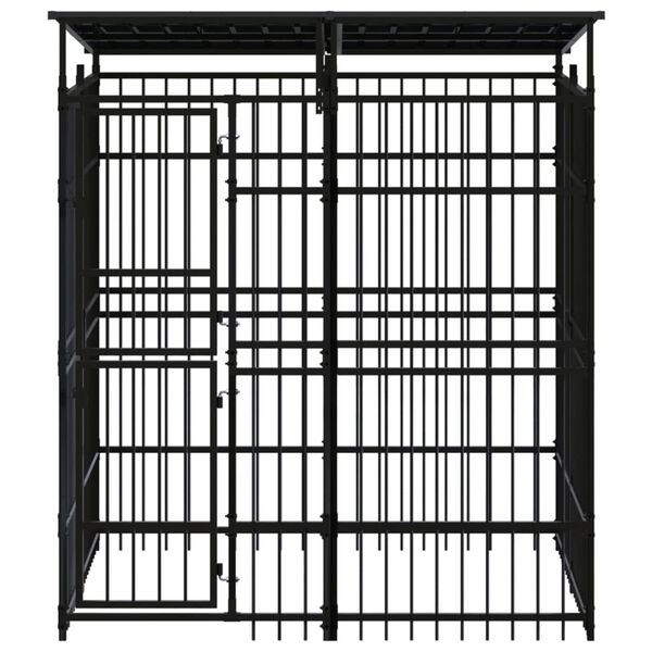 vidaXL Hondenkennel met dak 3,69 m² staal