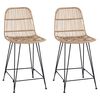 vidaXL Barkruk 2 st Naturel 44 x 54 x 96 cm Rattan en staal