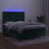 vidaXL Boxspring met matras en LED fluweel donkergroen 140x190 cm