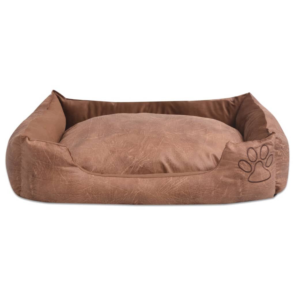 TrendPet VitaBed Style - orthopedisch hondenbed, buiten kunstleer binnen pluizig, Grijs (100x90cm