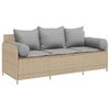 vidaXL Tuinbank 3-zits met kussens poly rattan beige