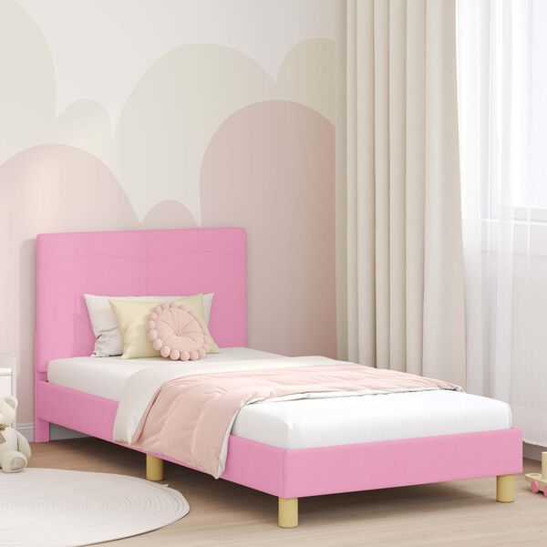 vidaXL Bedframe voor kinderen met hoofdbord Roze 90 x 200 cm Stof