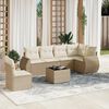 vidaXL 7-delige Loungeset met kussens poly rattan beige