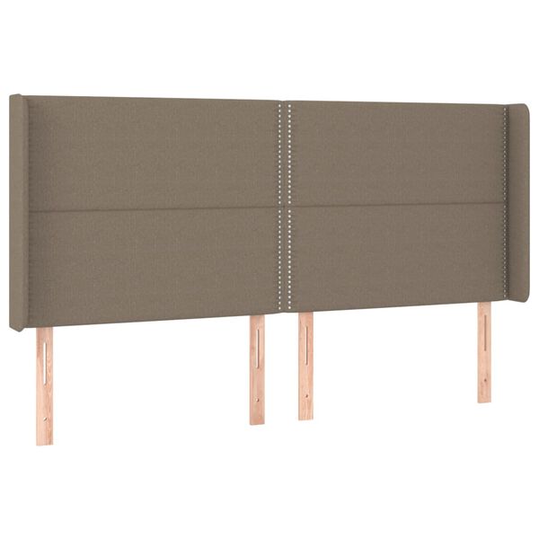 vidaXL Hoofdbord met randen 183x16x118/128 cm stof taupe