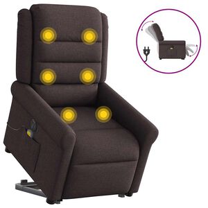 vidaXL Sta-op-massagestoel elektrisch verstelbaar stof donkerbruin