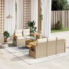 vidaXL 6-delige Loungeset met kussens poly rattan beige