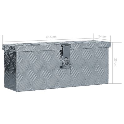 vidaXL Aluminium kist 48,5x14x20 cm zilverkleurig