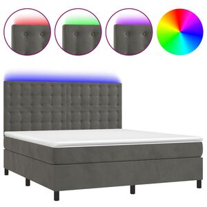 vidaXL Boxspring met matras en LED fluweel donkergrijs 180x200 cm